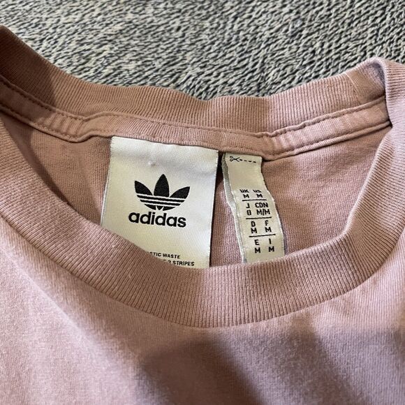 Adidas Originals Short Sleeve T-Shirt Mens Medium Pink Trefoil Logo Crewneck - Picture 4 of 6